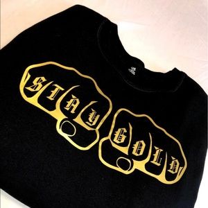 Stay Fighting Stay Gold Black Crew-Neck Sweater